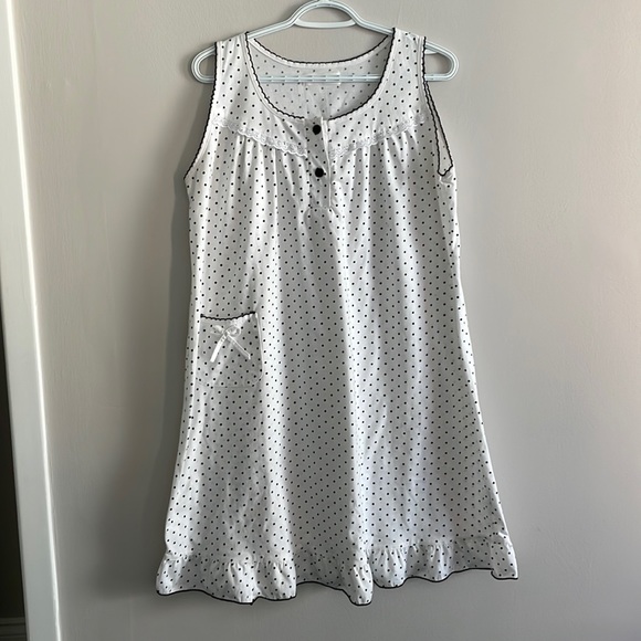 Sleeveless nightdress one piece night gown polka dot sleepwear - Picture 1 of 3